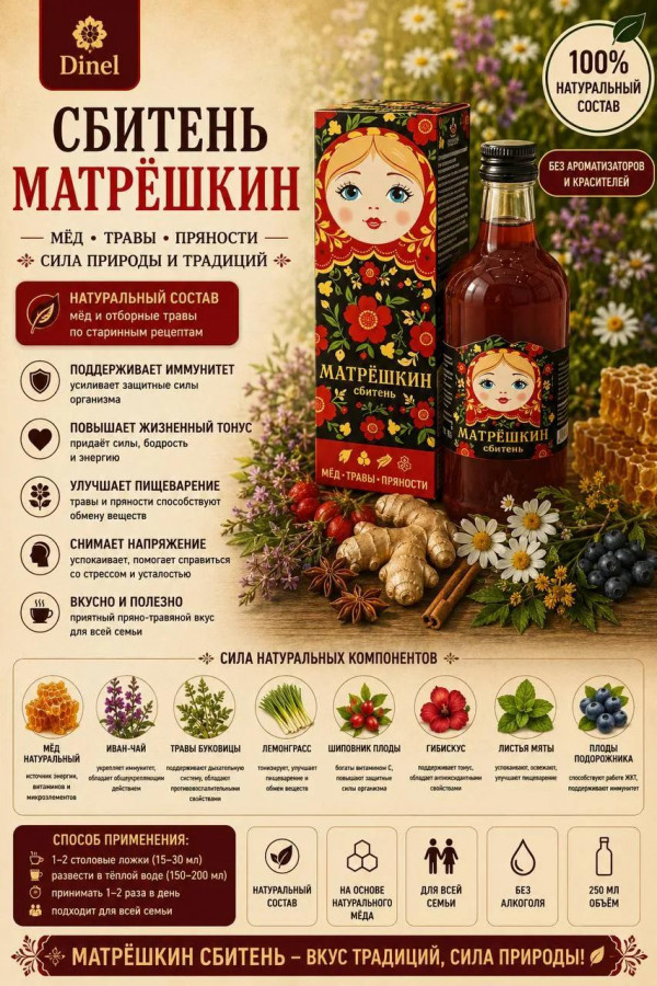№2 Сбитень Матрёшкин, 250мл  в Улан-Удэ